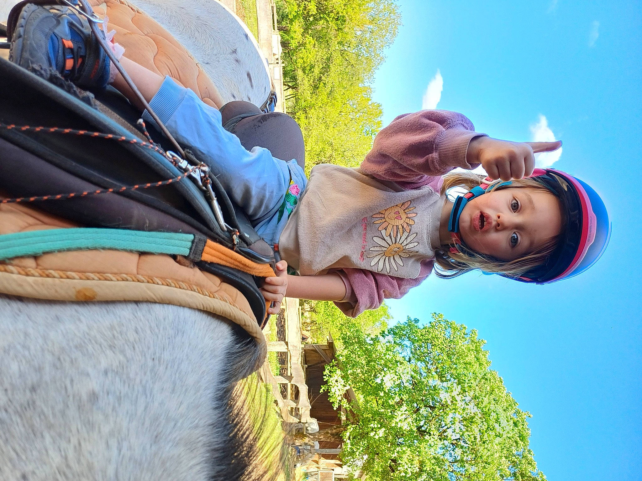 Lise participe au concours pour gagner de l'argent avec cette photo : child, electric_blue, eyewear, fashion_accessory, fun, grass, happy, hat, headwear, helmet, jewellery, leisure, people_in_nature, person, plant, recreation, sky, sun_hat, surprise, tourism