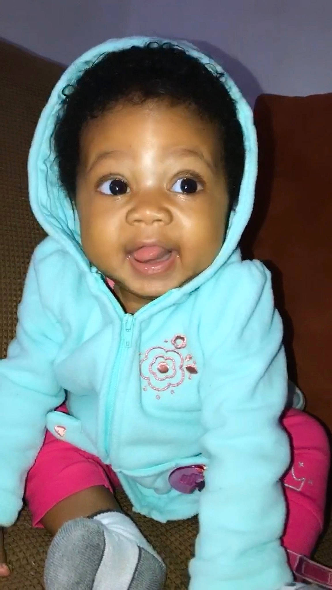 Zhviya is registered to the contest to win money with this photo: baby, black_hair, cheek, child, cool, eye, face, forehead, head, hoodie, iris, lip, nose, outerwear, person, pink, skin, smile, toddler