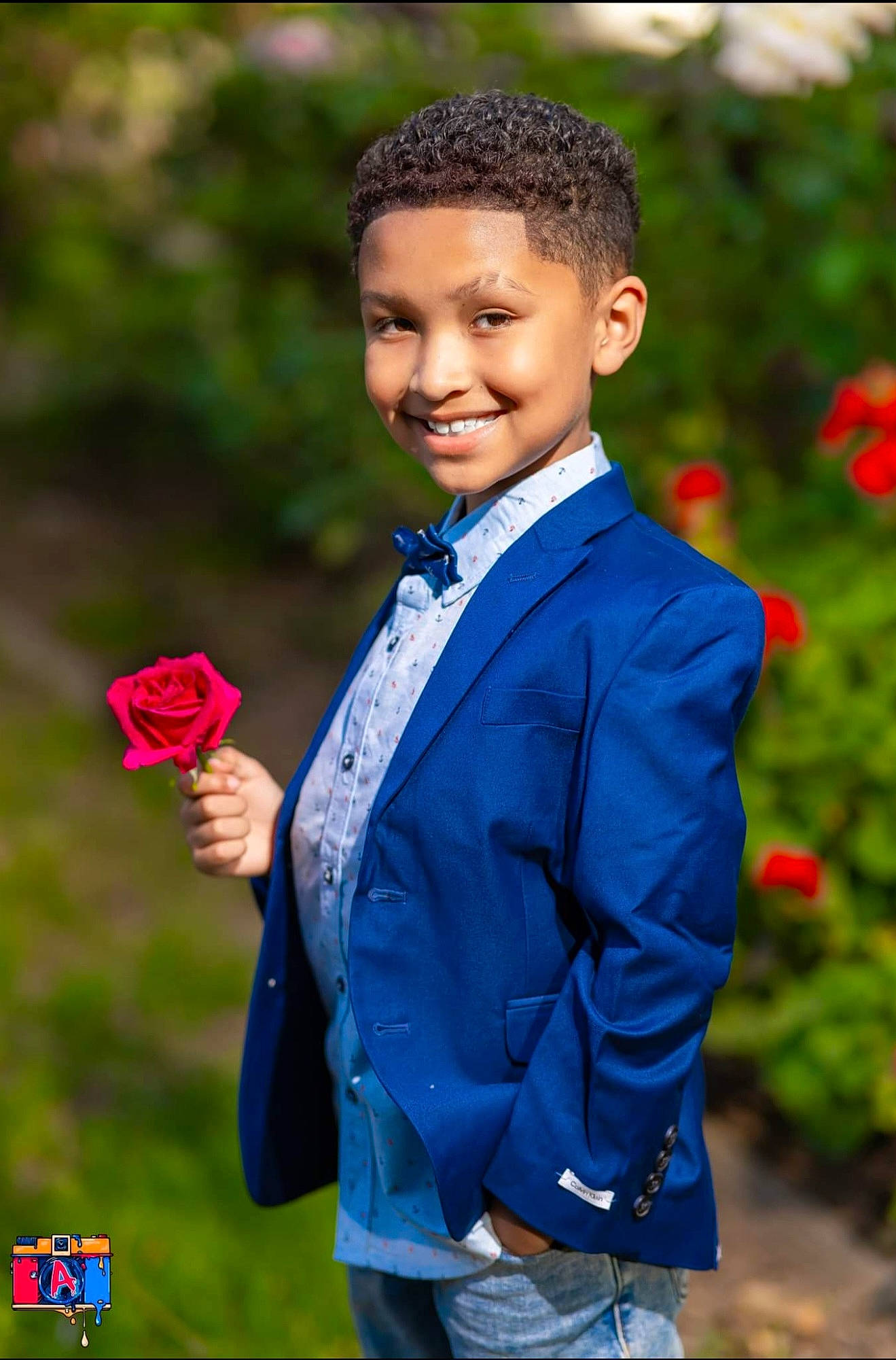 Jadyn joined the competition — help win amazing prizes! beauty, blazer, clothing, collar, dress_shirt, electric_blue, facial_expression, flash_photography, flower, formal_wear, fun, grass, happy, human, joy, nature, people, people_in_nature, person, sleeve