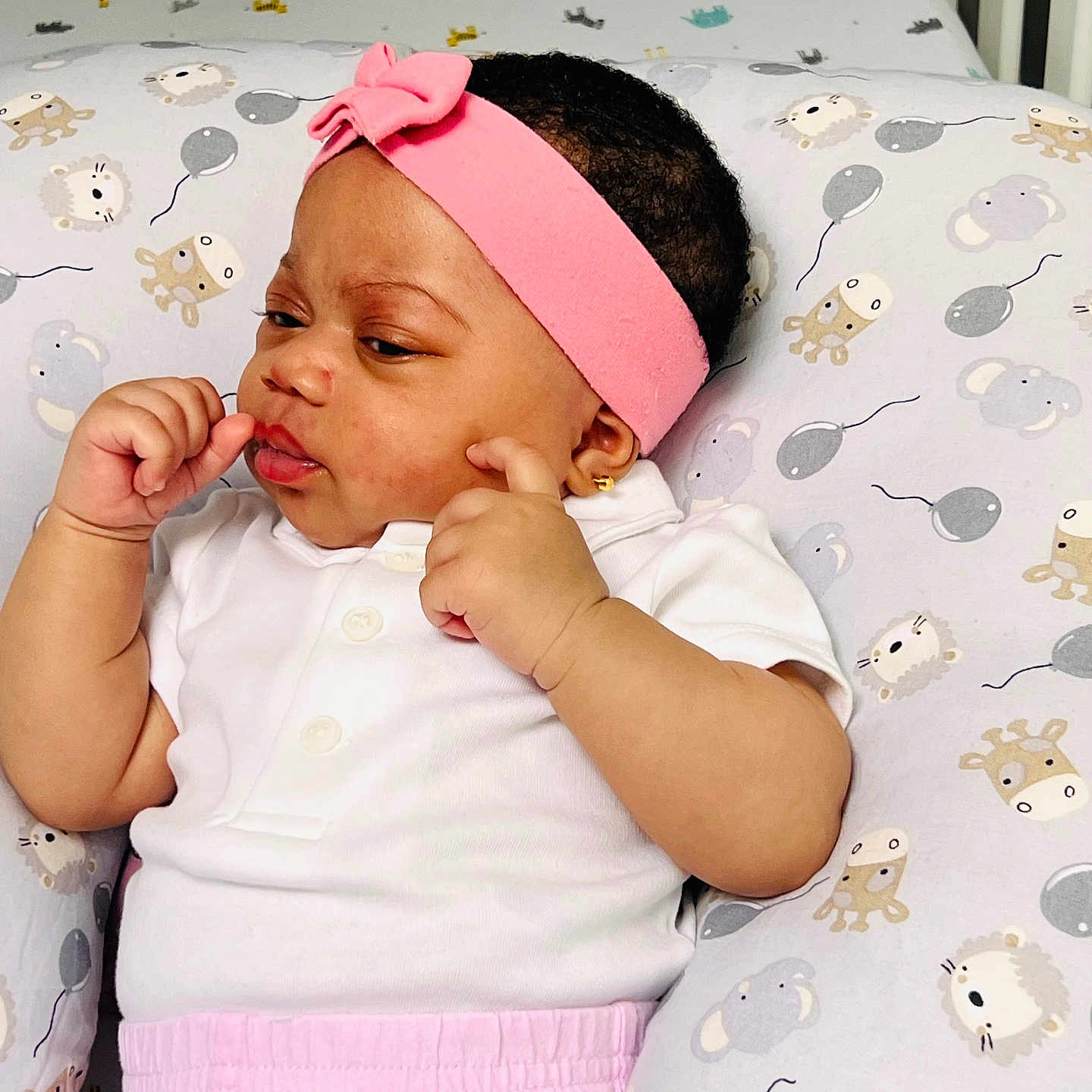 Salma is registered to the contest to win money with this photo: accessories, baby, bed, bedroom, couch, crib, cushion, face, furniture, head, headband, homedecor, indoors, infantbed, newborn, person, photography, portrait, room, sleeping