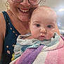 Tyler joined the competition — help win amazing prizes! adult, baby, bath_towel, big_eyes, chubby_cheeks, close_up, glasses, hair, happy, indoor, parent_and_child, person, portrait, selfie, serious_face, smile, striped_towel, towel, woman, wrapped