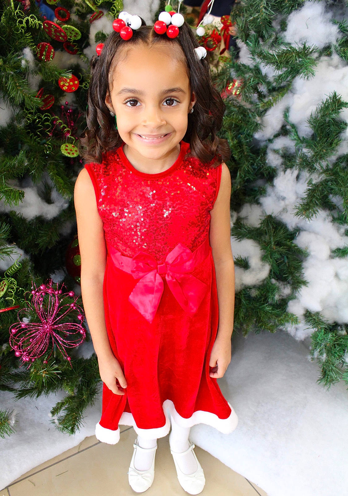 Lamiya joined the competition — help win amazing prizes! child, child_model, christmas, christmas_decoration, christmas_eve, christmas_tree, dress, event, holiday, interior_design, joy, person, plant, red, smile, toddler, tradition