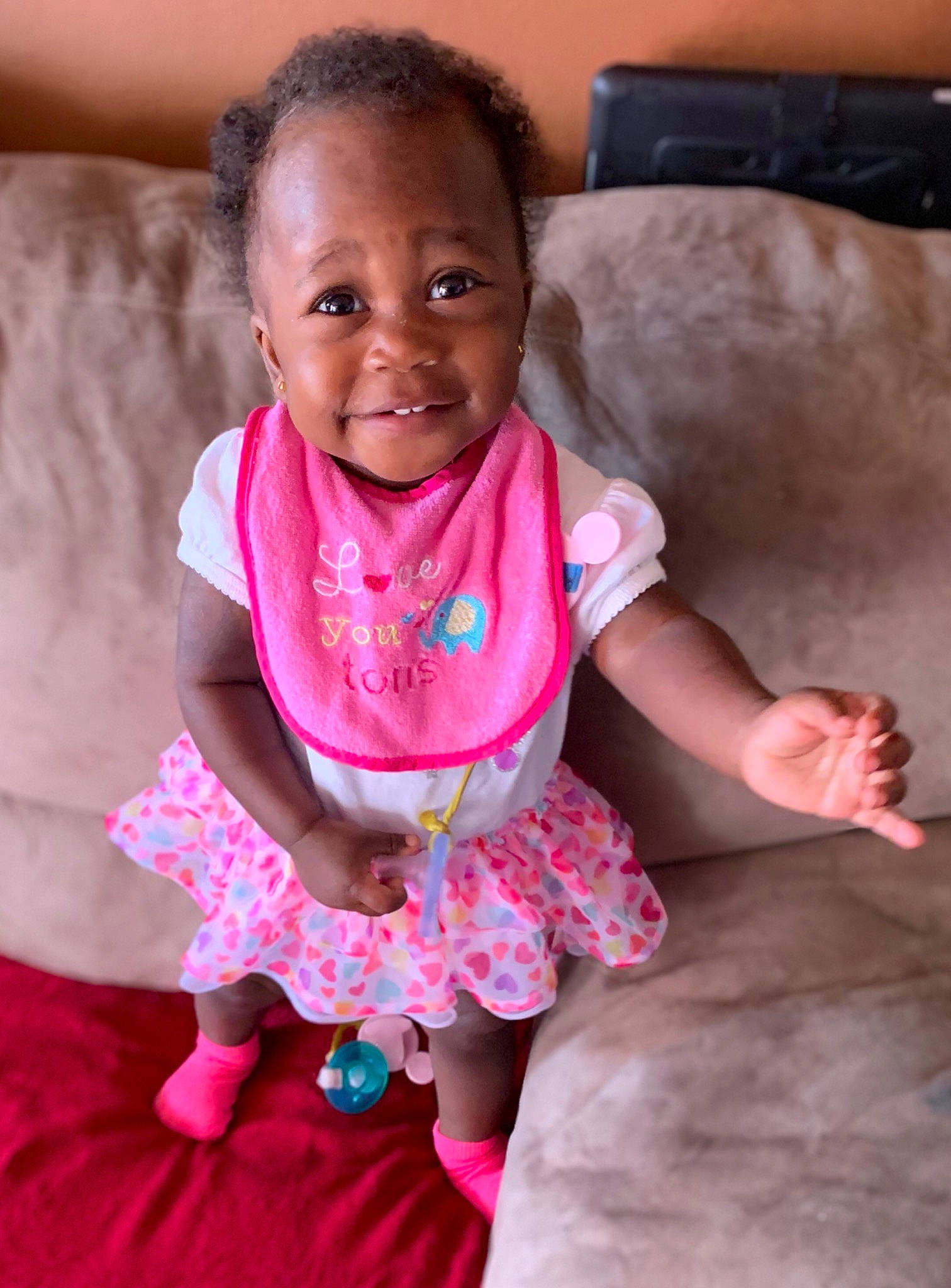 Lãiãh joined the competition — help win amazing prizes! baby, baby_toddler_clothing, cheek, child, dress, eye, face, fun, happy, head, joy, lip, magenta, people, person, pink, play, sitting, skin, smile