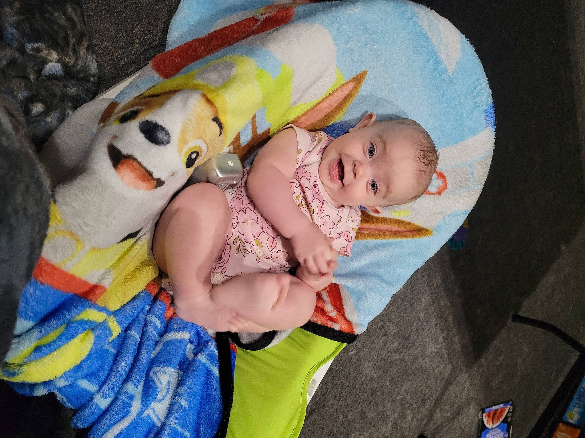 Maryann is registered to the contest to win money with this photo: baby, baby_carriage, baby_products, baby_toddler_clothing, bedtime, child, comfort, fun, happy, hat, lap, linens, person, room, sitting, sleep, smile, toddler