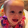 Hayley joined the competition — help win amazing prizes! baby, child, smiling, happy, face, hair, ponytail, colorful, dress, floral, toy, bottle, hand, indoor, highchair, playful, infant, cute, person, young