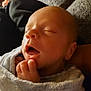 baby, newborn, sleeping, blanket, hand, face, mouth, wrapped, infant, peaceful, soft, skin, cute, tiny, portrait, closeup, cozy, child, resting, warm