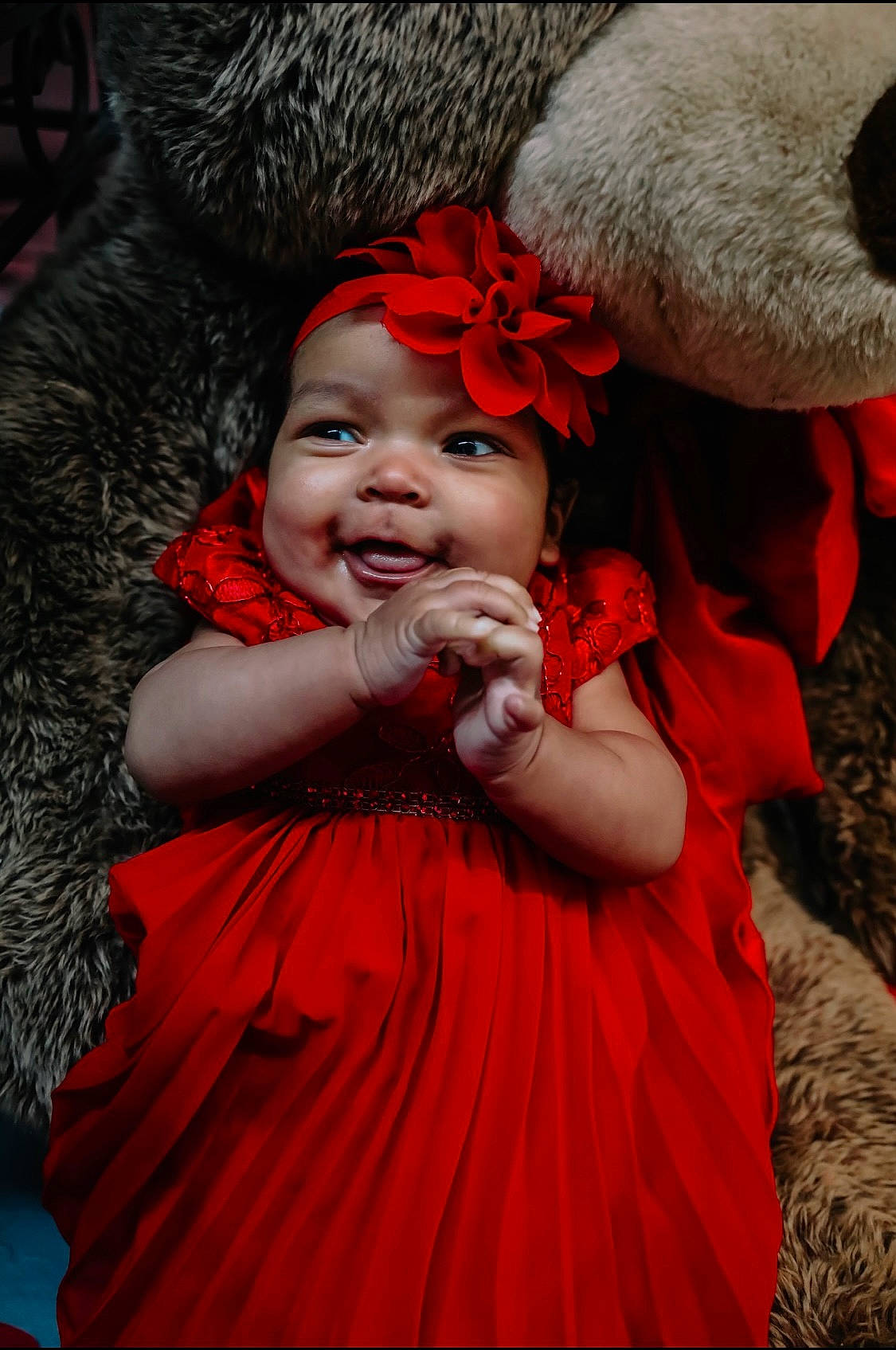 Kiara Love is registered to the contest to win money with this photo: baby_toddler_clothing, dress, eye, facial_expression, flash_photography, flower, happy, headgear, headwear, iris, leaf, organ, person, petal, pink, plant, red, skin, smile, standing