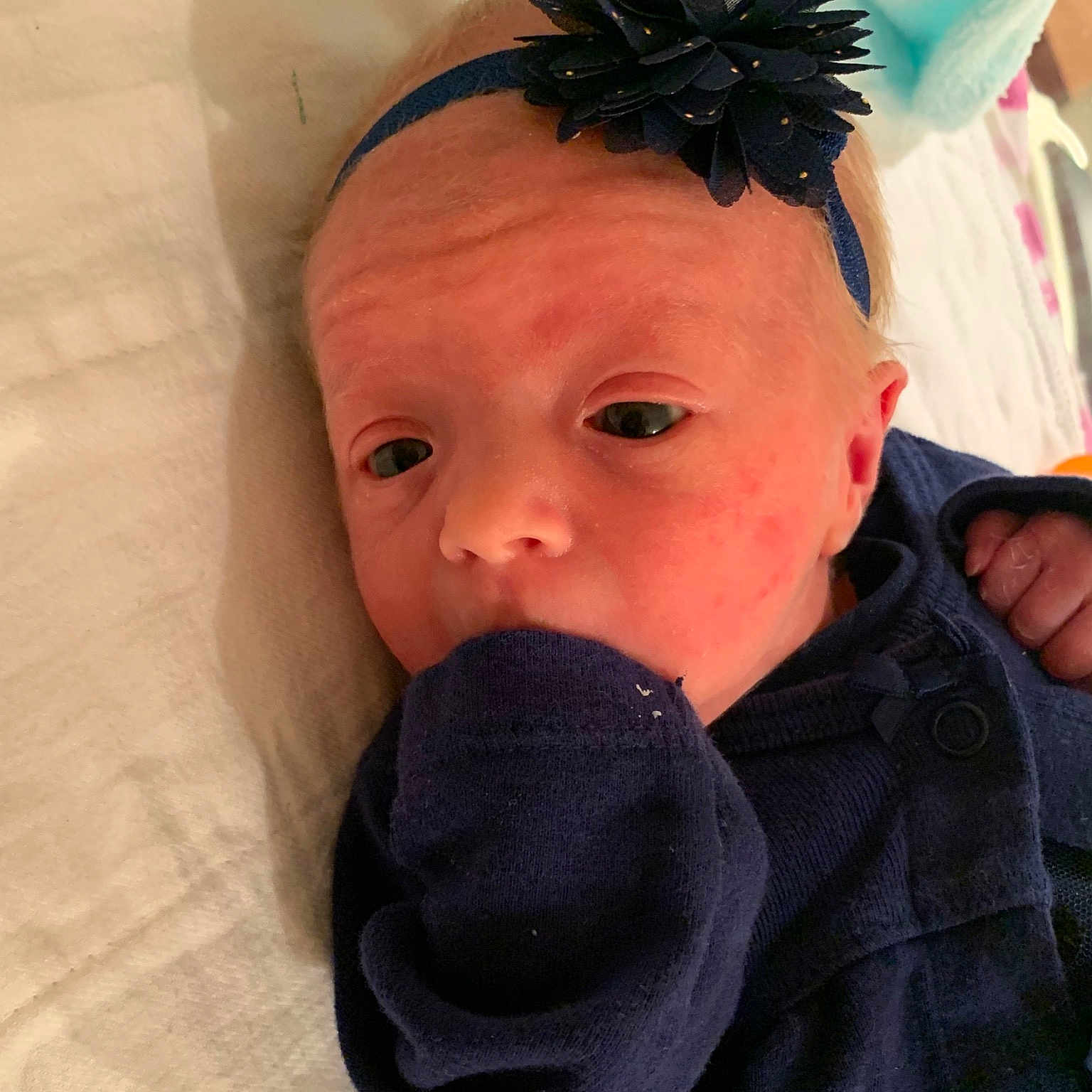 Sophia is registered to the contest to win money with this photo: baby, black_hair, cheek, child, costume_accessory, ear, face, fashion_accessory, forehead, hair_accessory, head, headband, headgear, headpiece, neck, nose, toddler