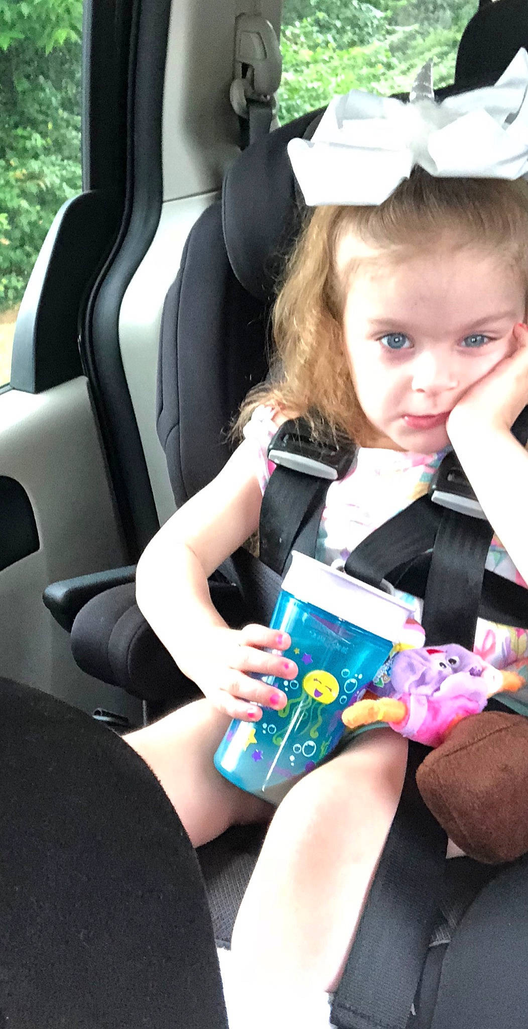 Jayleigh is registered to the contest to win money with this photo: auto_part, automotive_wheel_system, baby_in_car_seat, car, car_seat, car_seat_cover, child, city_car, driving, family_car, head_restraint, person, seat_belt, steering_part, steering_wheel, toddler, vehicle, vehicle_door, wheel