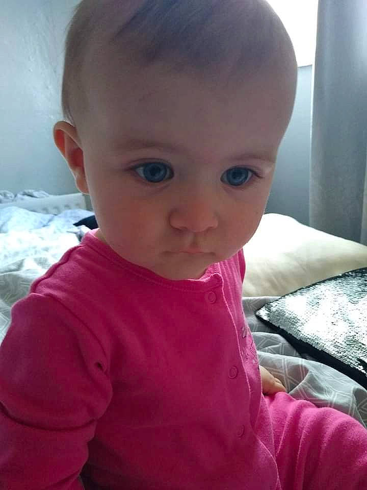 Alexa is registered to the contest to win money with this photo: baby, baby_toddler_clothing, cheek, child, chin, comfort, cool, eyebrow, eyelash, hairstyle, happy, iris, lip, mouth, nose, person, pink, skin, sleeve, smile