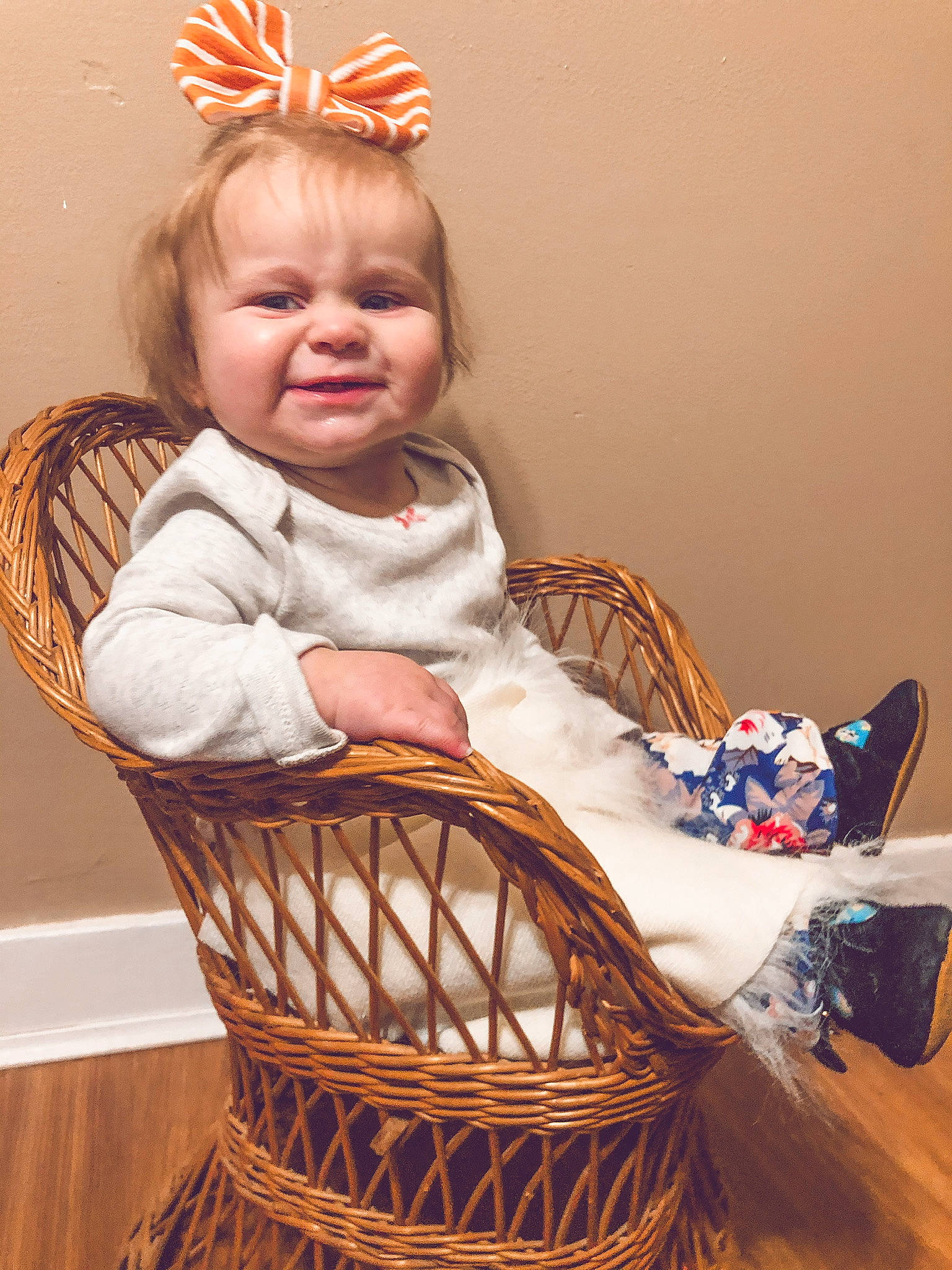 Aislynn joined the competition — help win amazing prizes! baby_toddler_clothing, basket, blond, chair, child, comfort, costume_hat, event, fun, happy, head, headpiece, holiday, organ, ornament, person, red, smile, toddler, white