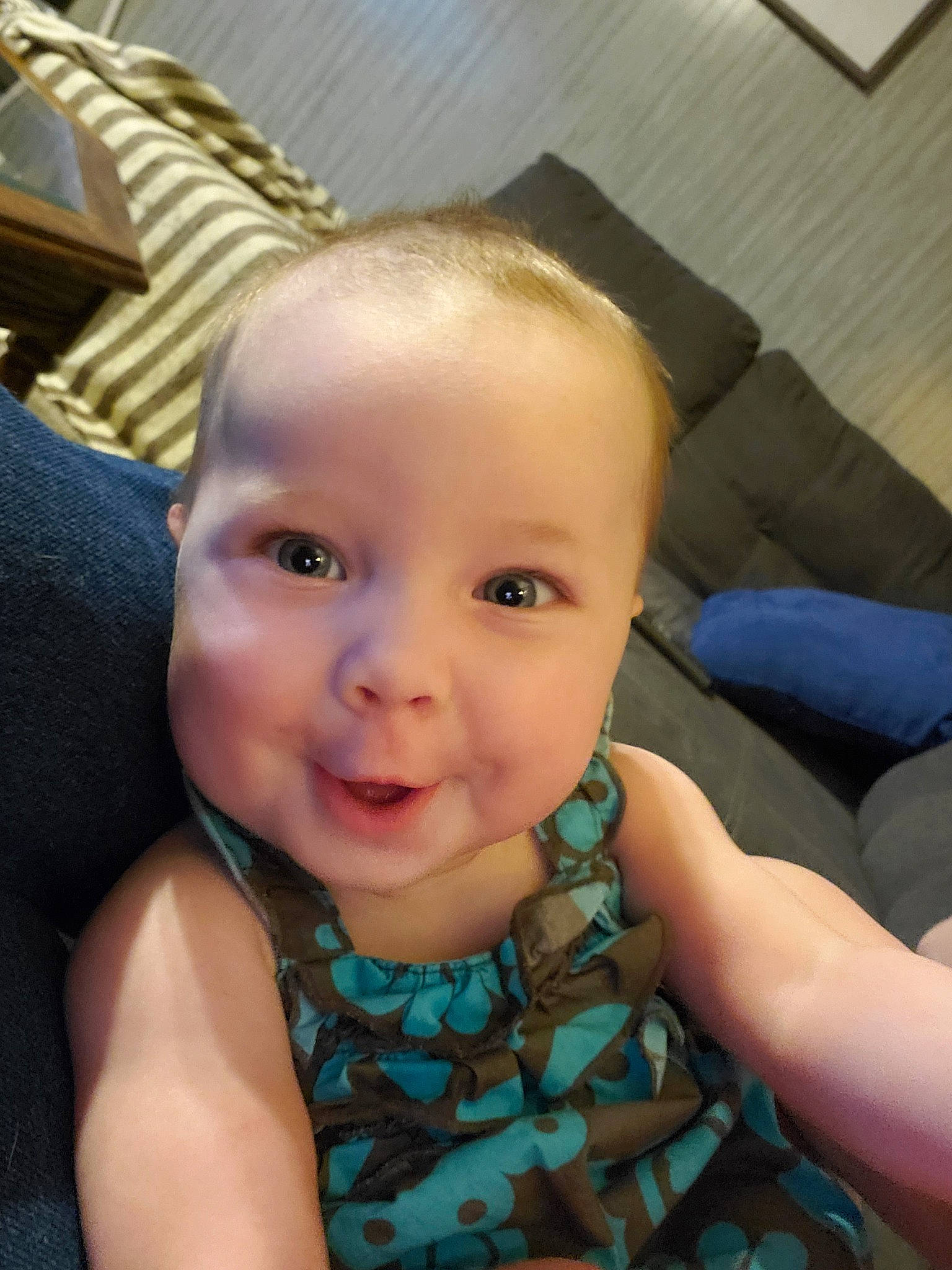 Aubrielle is registered to the contest to win money with this photo: baby, cheek, child, chin, ear, eye, eyebrow, face, finger, forehead, head, iris, lip, mouth, neck, nose, person, skin, smile, toddler
