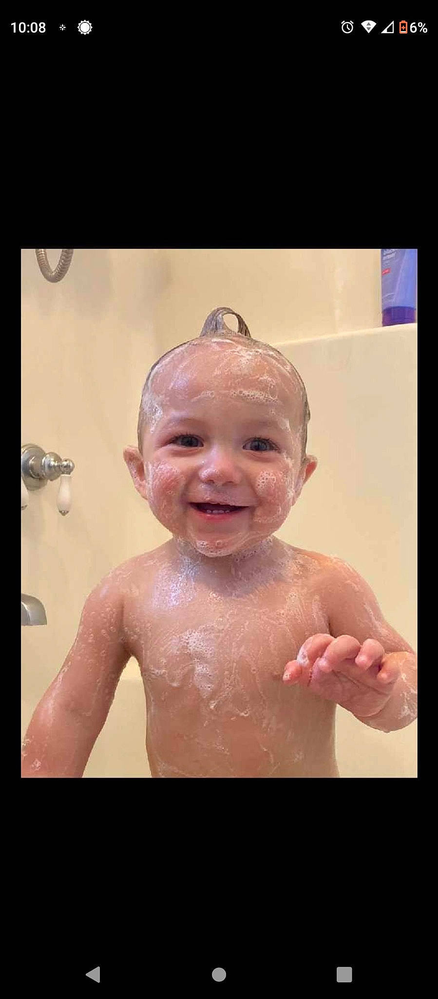 Beau joined the competition — help win amazing prizes! arm, baby_bathing, bathing, bathroom, cheek, chin, eye, face, fluid, forehead, head, human_body, jaw, joy, lip, mouth, neck, nose, person, skin