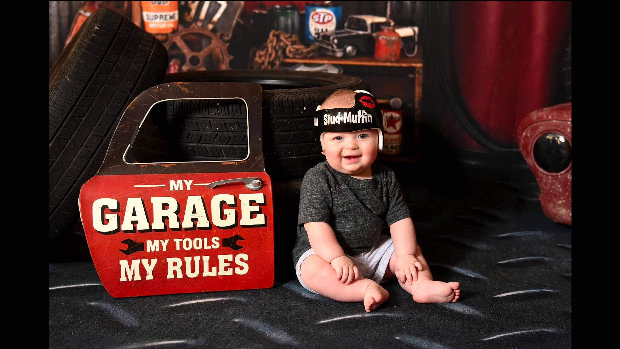 Kamron is registered to the contest to win money with this photo: advertising, automotive_design, automotive_exterior, bumper, car, child, headwear, muscle, person, photography, red, vehicle