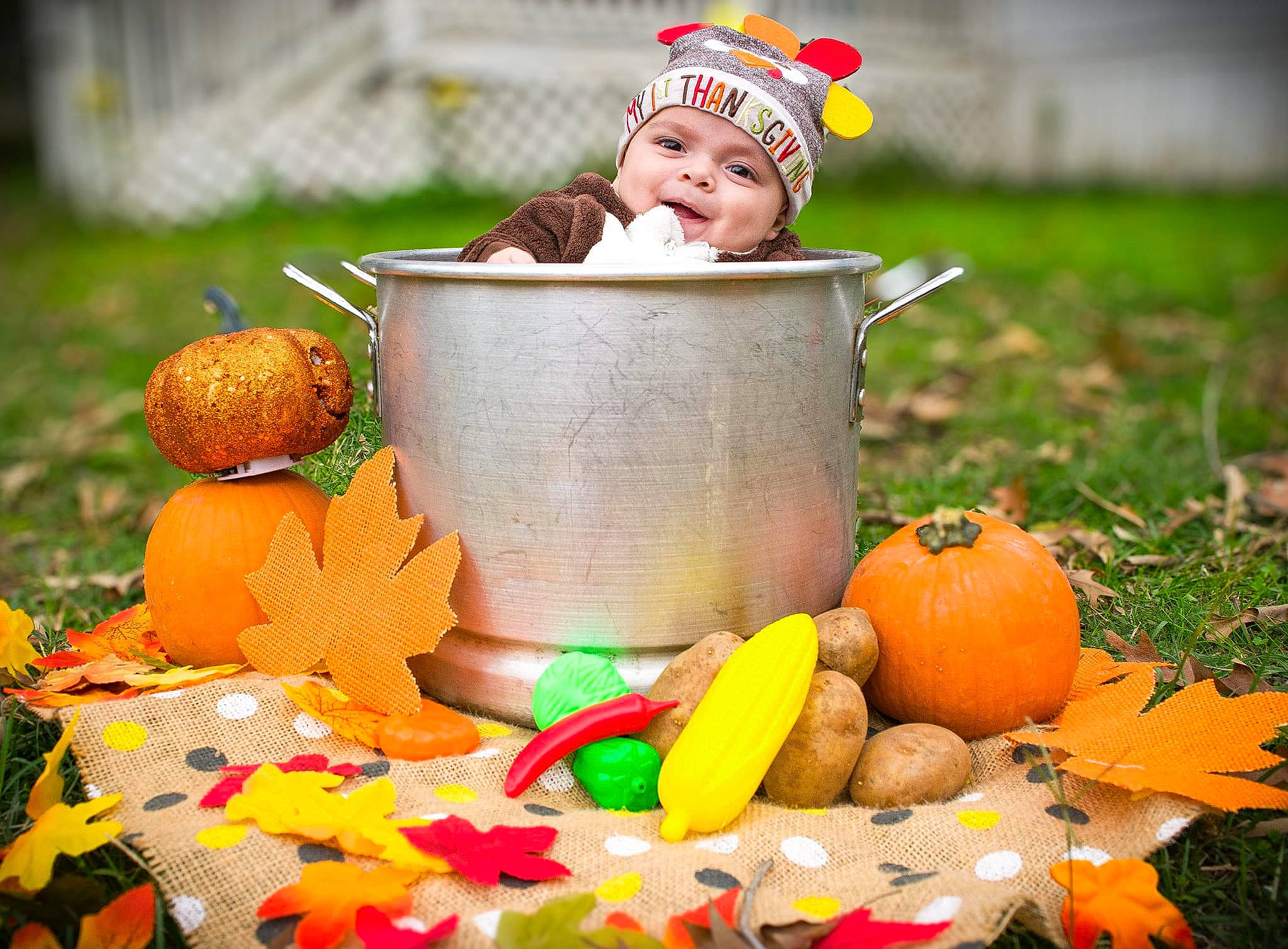 Giovanni is registered to the contest to win money with this photo: autumn, basket, calabaza, cucurbita, gourd, grass, happy, headwear, leaf, local_food, natural_foods, orange, people_in_nature, person, pumpkin, smile, squash, toddler, toy, whole_food