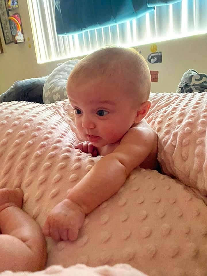 Allie joined the competition — help win amazing prizes! baby, cheek, child, ear, eye, face, finger, furniture, head, leg, lip, mouth, muscle, nose, person, skin, thumb, toddler