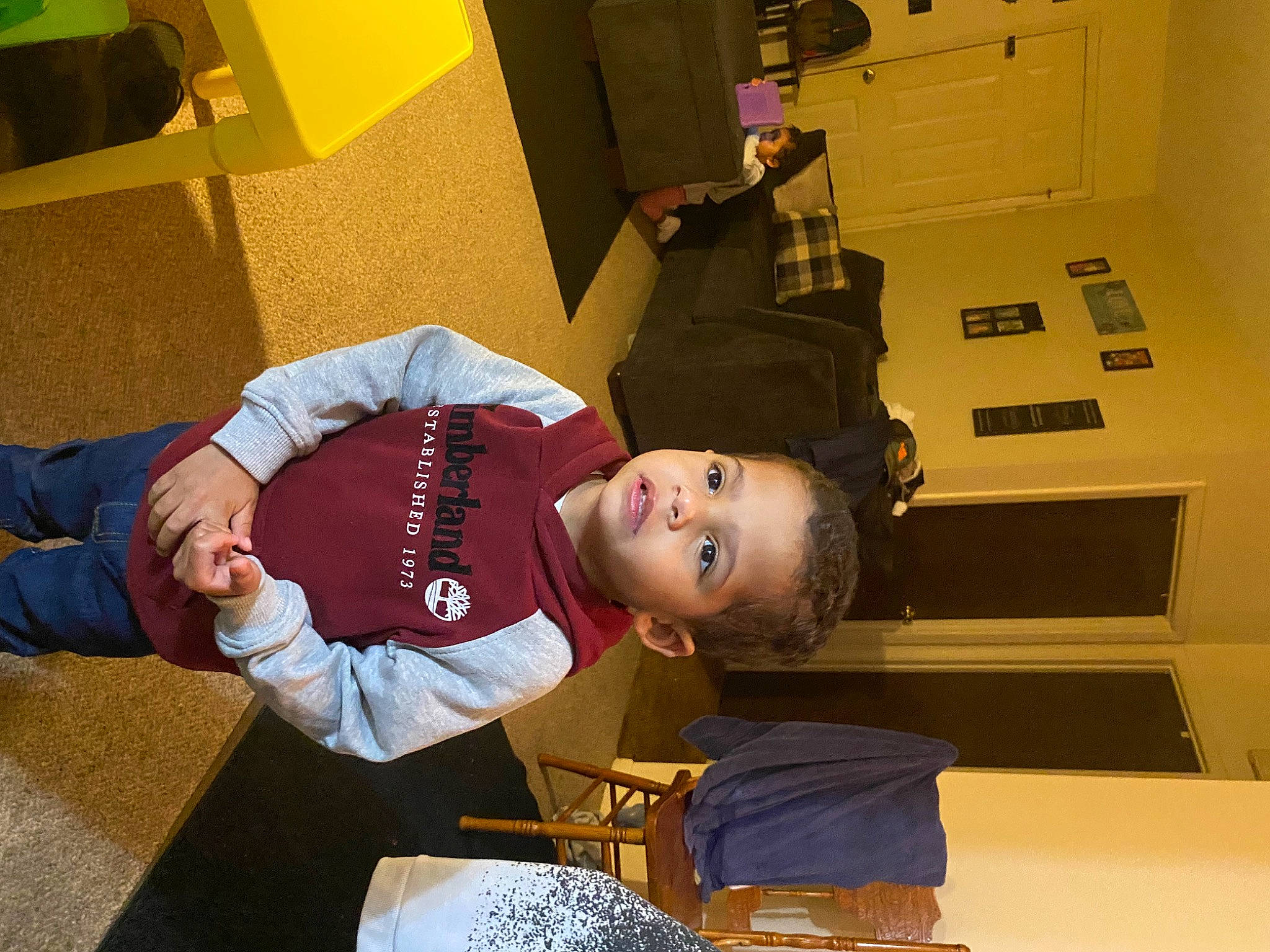 Lance Jr Aka Lj is registered to the contest to win money with this photo: baby, child, flooring, fun, hat, leisure, person, play, room, toddler, wood