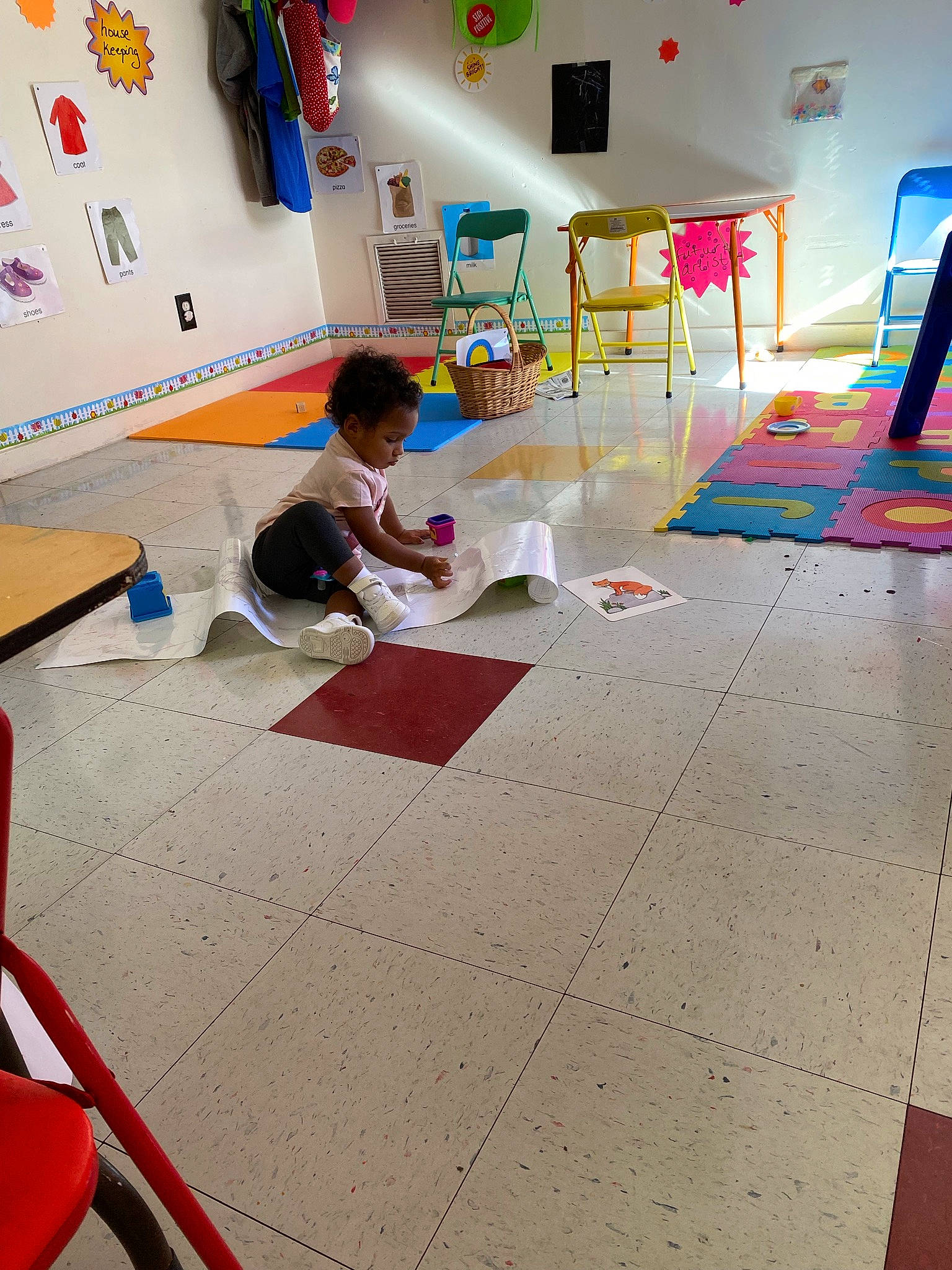 Zariyah joined the competition — help win amazing prizes! art, building, ceiling, chair, child, floor, flooring, fun, hardwood, interior_design, leisure, person, play, recreation, room, space, t_shirt, toddler, visual_arts, wood