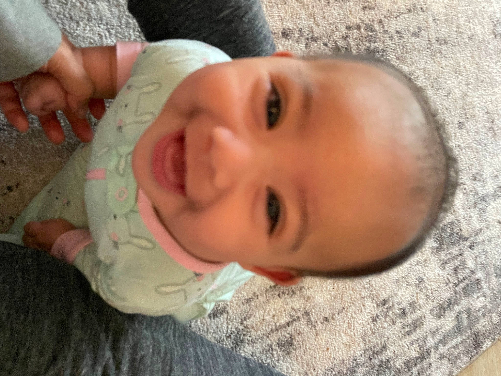 Delilah joined the competition — help win amazing prizes! baby, baby_laughing, baby_toddler_clothing, cheek, child, eyelash, fun, grass, happy, hat, human_body, iris, joy, lip, mouth, nose, person, skin, sleeve, smile