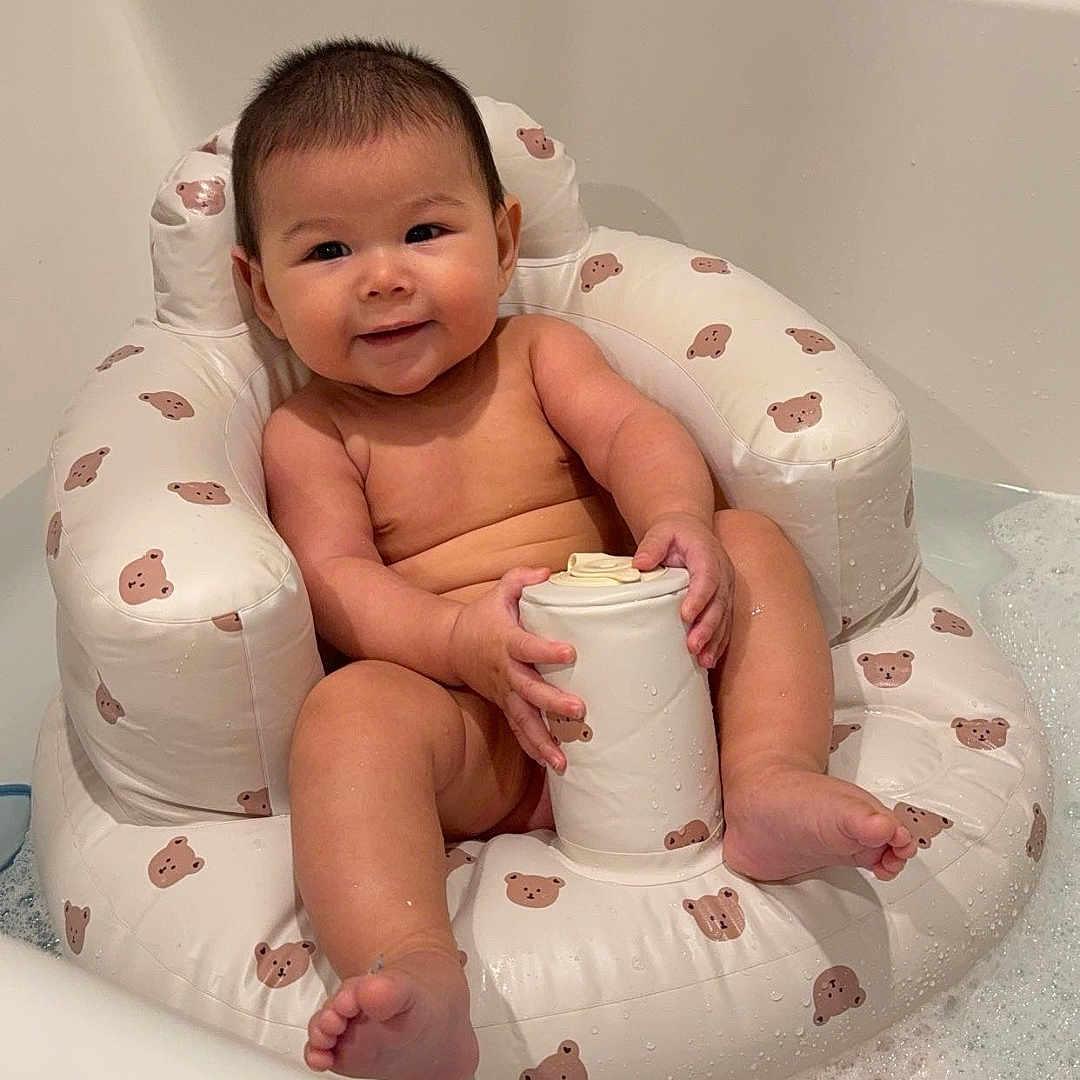 Elias joined the competition — help win amazing prizes! baby, bathing, bathtub, cream, cutlery, dessert, face, food, happy, head, homedecor, hottub, icecream, person, photography, portrait, sitting, smile, spoon, tub