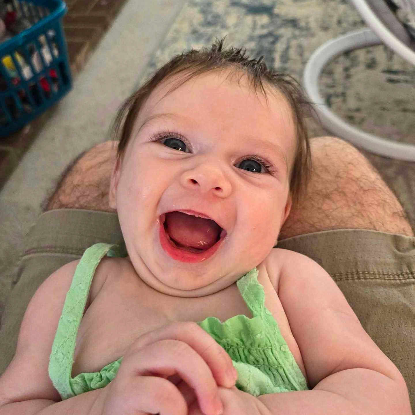 Charlotte joined the competition — help win amazing prizes! baby, babylaughing, chair, face, furniture, happy, head, laughing, person, photography, portrait, smile