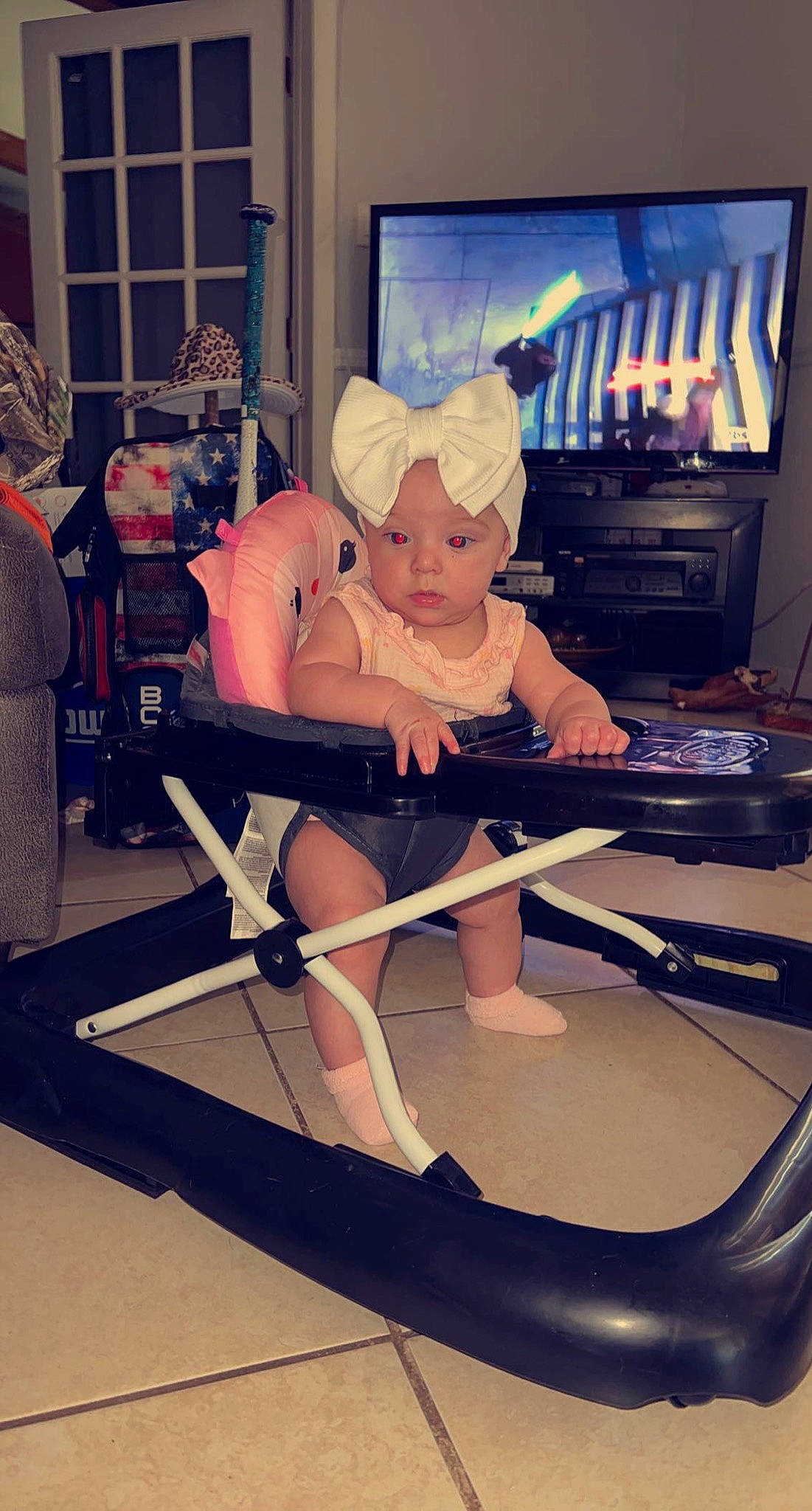 Emberlynn joined the competition — help win amazing prizes! arm, baby, chest, comfort, computer_keyboard, headwear, human_leg, joint, knee, lap, muscle, output_device, peripheral, person, shorts, shoulder, sneakers, sportswear, t_shirt, television_set