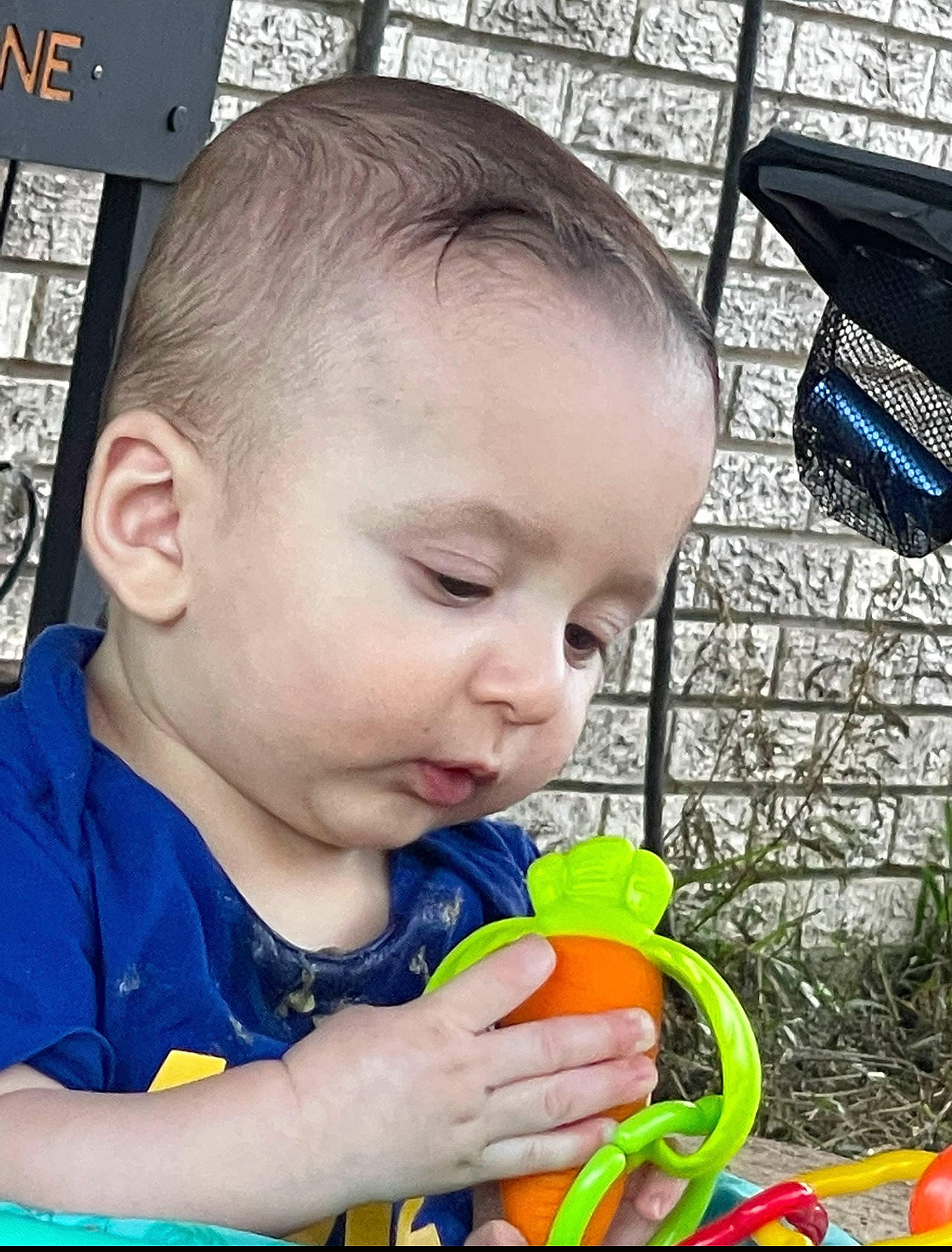 Kooper joined the competition — help win amazing prizes! baby, baby_playing_with_toys, baby_toddler_clothing, cheek, child, fun, grass, green, happy, iris, natural_foods, nose, organ, people, person, photograph, play, skin, snapshot, toddler