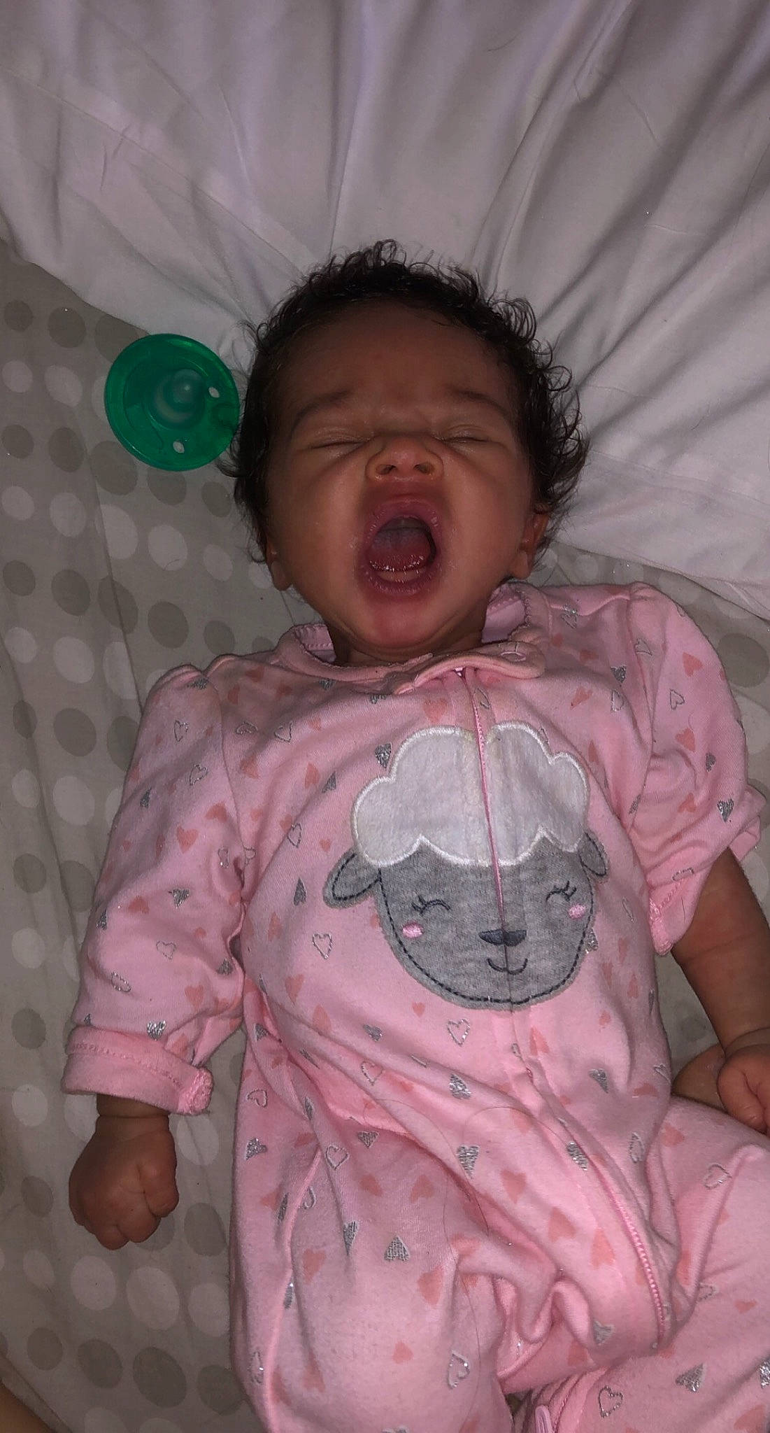 Aviahna is registered to the contest to win money with this photo: baby, baby_toddler_clothing, cheek, child, chin, comfort, eye, head, human_body, linens, mouth, nose, person, pink, product, skin, sleeve, t_shirt, textile, toddler