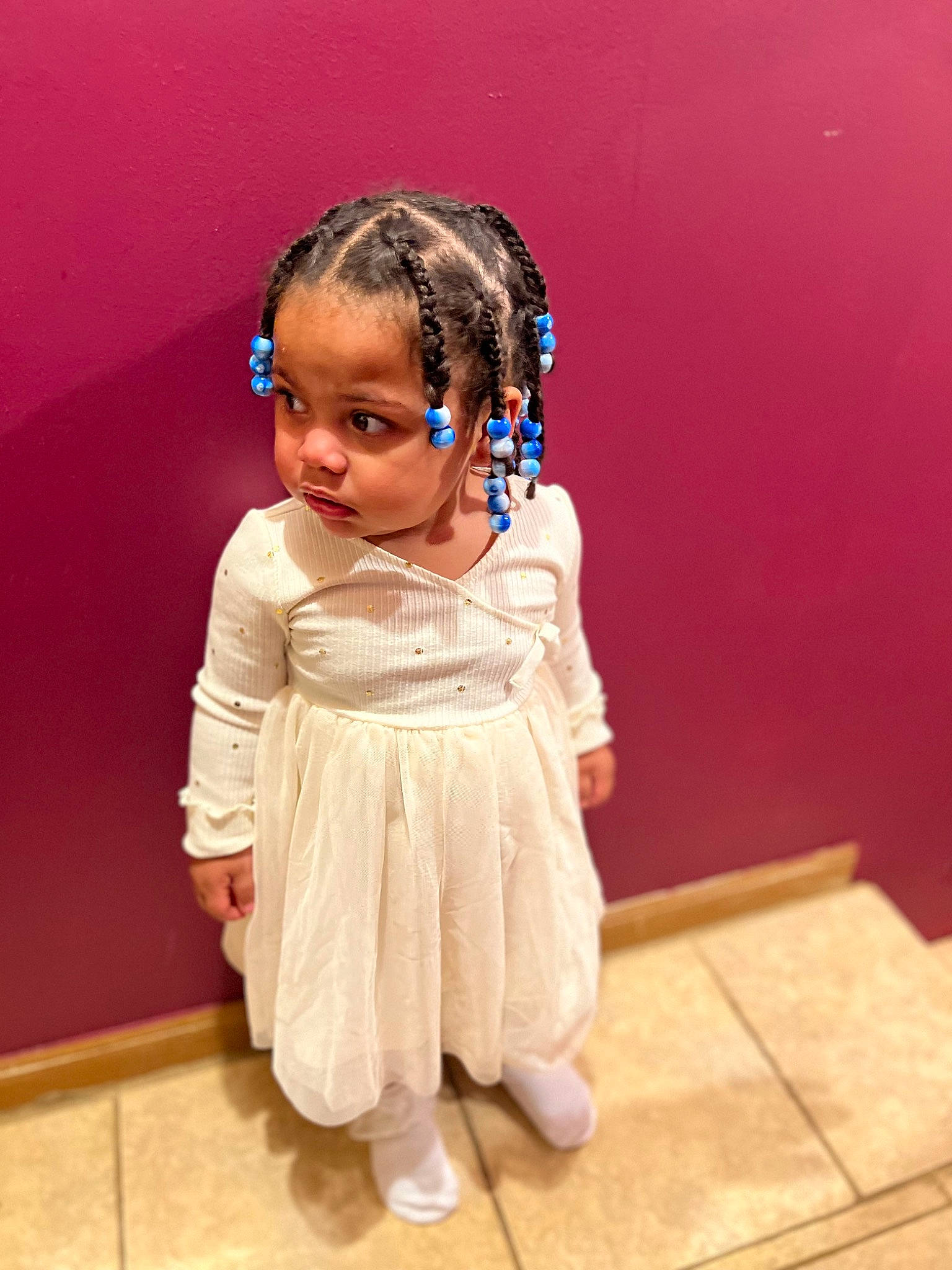 Kianna is registered to the contest to win money with this photo: baby_toddler_clothing, bridal_accessory, child, dress, embellishment, event, fashion_accessory, fashion_design, flooring, formal_wear, fun, hair, hairstyle, happy, headband, headpiece, jewellery, pattern, person, sleeve