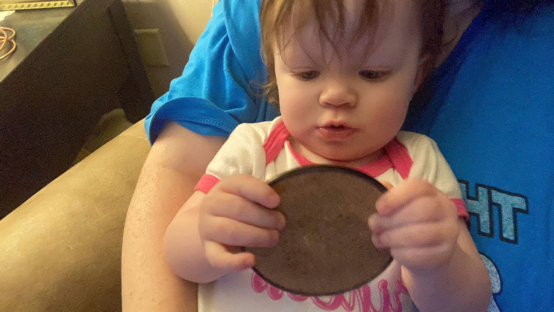 Marie joined the competition — help win amazing prizes! baby, baby_toddler_clothing, cheek, chin, eyelash, facial_expression, finger, fun, gesture, hand, iris, mouth, nail, nose, person, play, skin, t_shirt, thumb, toddler