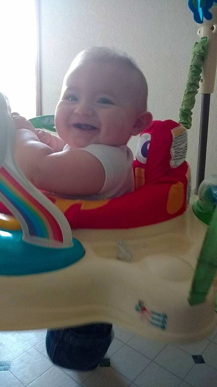 Haden joined the competition — help win amazing prizes! baby, baby_products, baby_toys, cheek, child, fun, person, play, product, recreation, sitting, skin, smile, swing, toddler, tummy_time