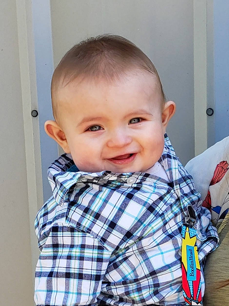 Haden joined the competition — help win amazing prizes! baby, cheek, child, chin, design, face, forehead, hair, hairstyle, head, lip, male, nose, pattern, person, plaid, skin, smile, tartan, textile