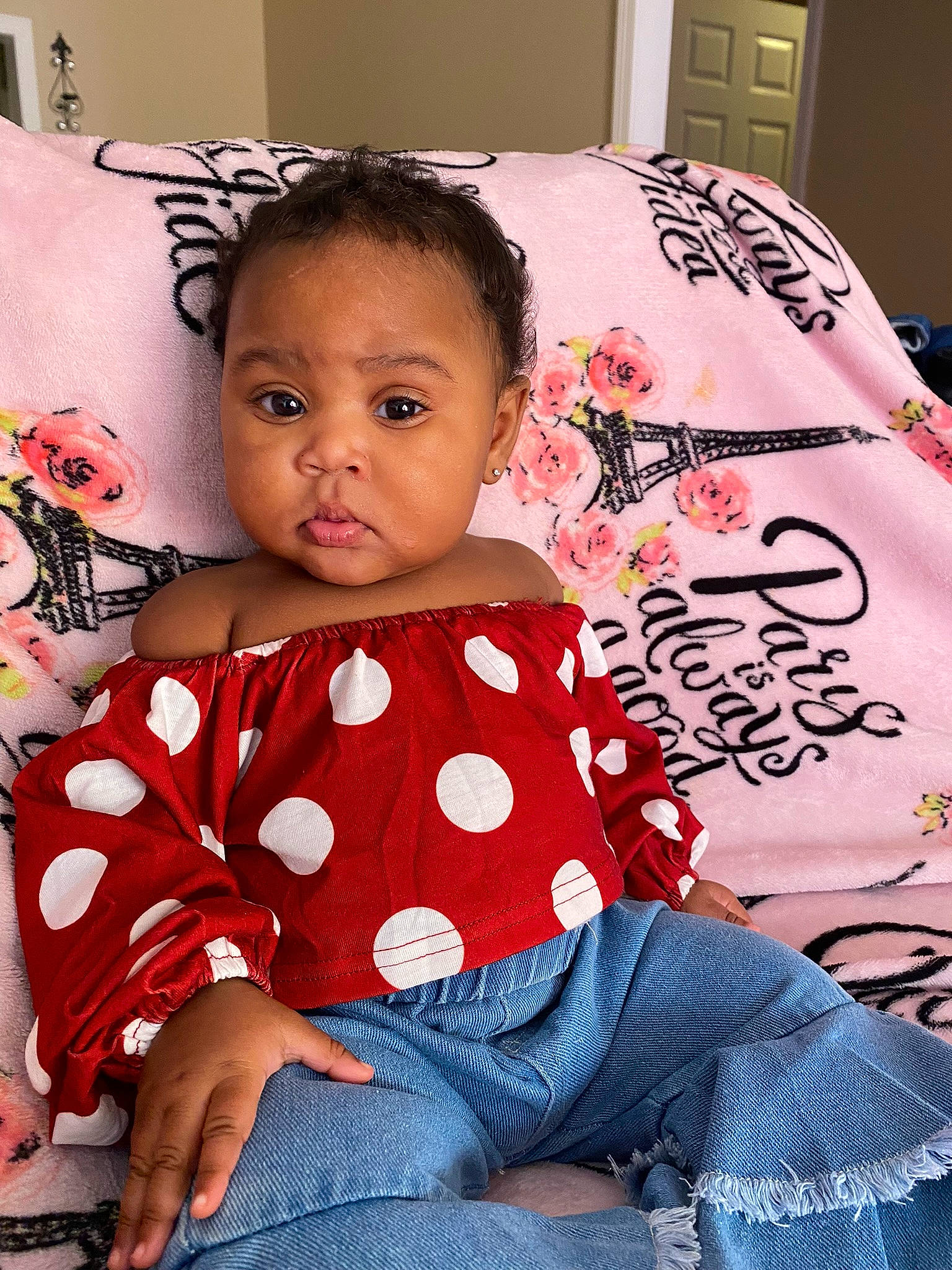 Karya joined the competition — help win amazing prizes! baby, baby_toddler_clothing, cheek, child, cool, day_dress, dress, eye, happy, human, linens, magenta, pattern, person, pink, plaid, sitting, skin, sleeve, t_shirt