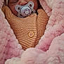 Mya a rejoint le concours — aidez-le/la à gagner de superbes lots ! baby, newborn, pacifier, blanket, knitwear, beanie, sleeping, cozy, pink, peach, infant, cute, wrapped, soft, warm, child, portrait, face, peaceful, indoors