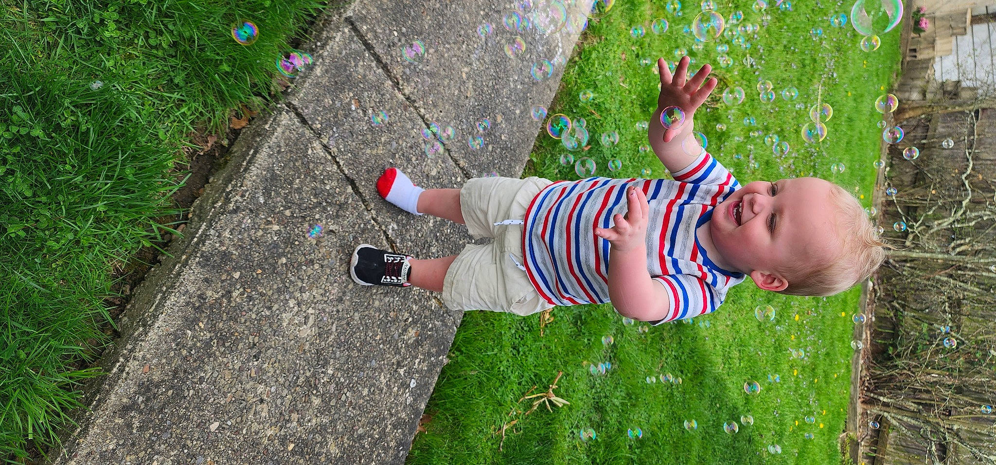 Caleb is registered to the contest to win money with this photo: asphalt, dress, foot, fun, grass, grass_family, green, happy, human_leg, knee, lawn, leg, leisure, pattern, people_in_nature, person, plant, road_surface, sunglasses, thigh