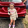 Amelia joined the competition — help win amazing prizes! adult, car, child, city, clothing, face, female, footwear, girl, head, male, man, person, photography, portrait, sedan, shoe, shorts, transportation, vehicle