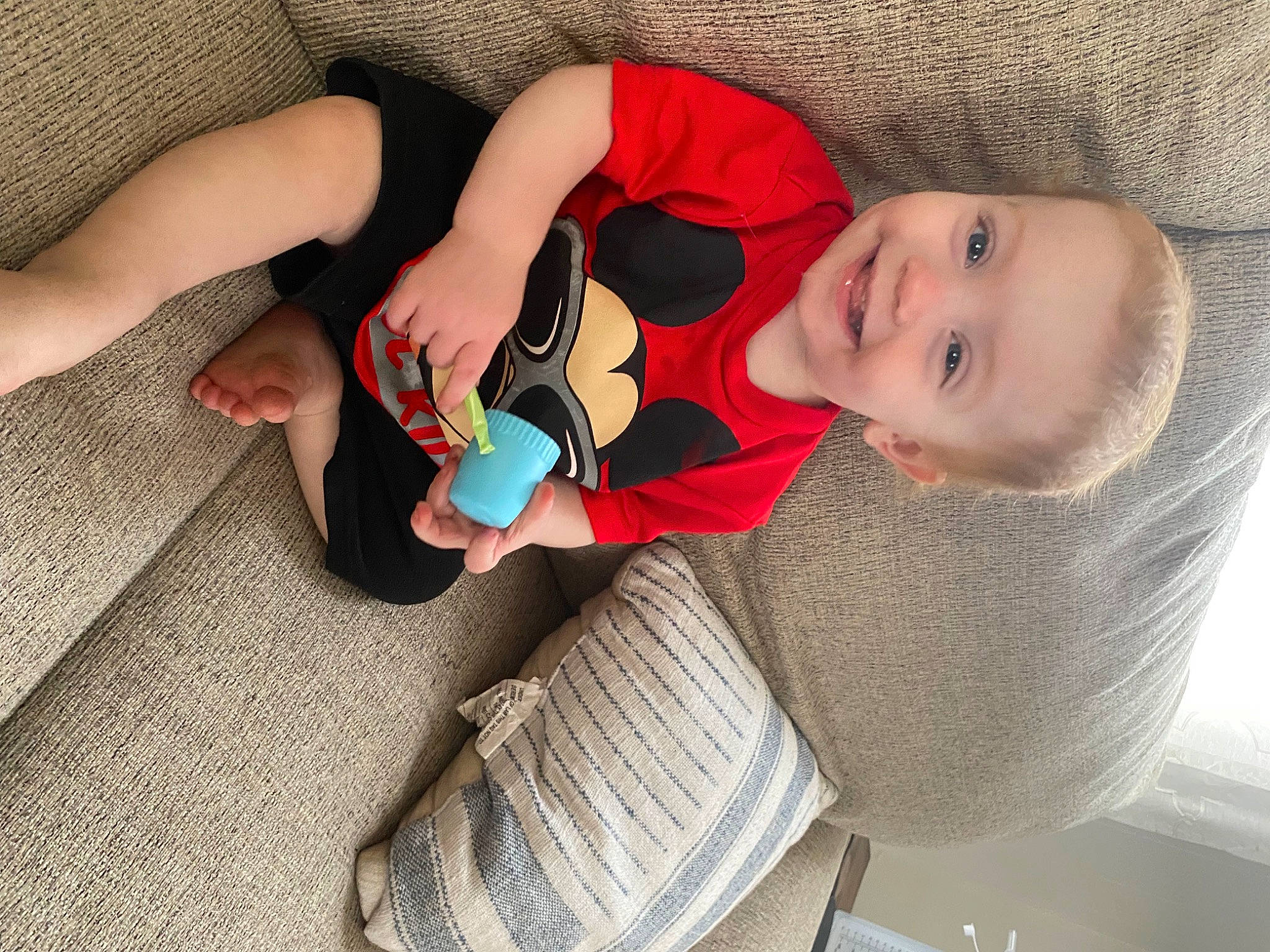 Brandon joined the competition — help win amazing prizes! baby, baby_products, baby_toddler_clothing, child, comfort, electric_blue, eye, foot, hand, human_leg, joy, knee, lap, nail, person, sitting, smile, sock, textile, thigh
