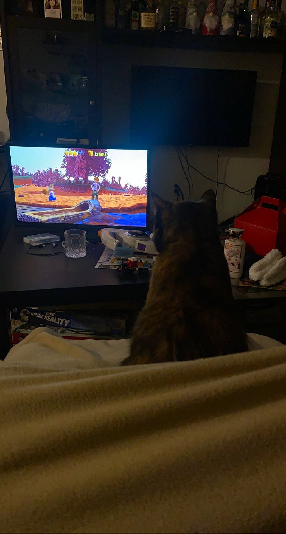 Journey joined the competition — help win amazing prizes! audio_equipment, carnivore, comfort, computer, computer_monitor, computer_monitor_accessory, desktop_computer, display_device, dog, felidae, flat_panel_display, home_appliance, living_room, output_device, personal_computer, small_to_medium_sized_cats, television, television_set, whiskers, wood