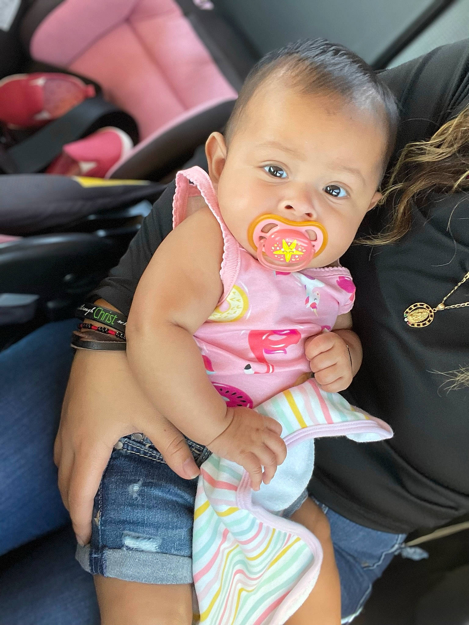 Celeste joined the competition — help win amazing prizes! baby, baby_products, baby_toddler_clothing, blond, cheek, chest, clothing, face, finger, fun, hand, happy, head, human_leg, lap, mouth, navel, person, skin, thigh