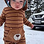 Odin joined the competition — help win amazing prizes! toddler, child, snow, outdoor, winter, onesie, hooded, bear_design, car, vehicle, trees, grass, cold, cute, face, blue_eyes, clothing, person, winter_wear, background