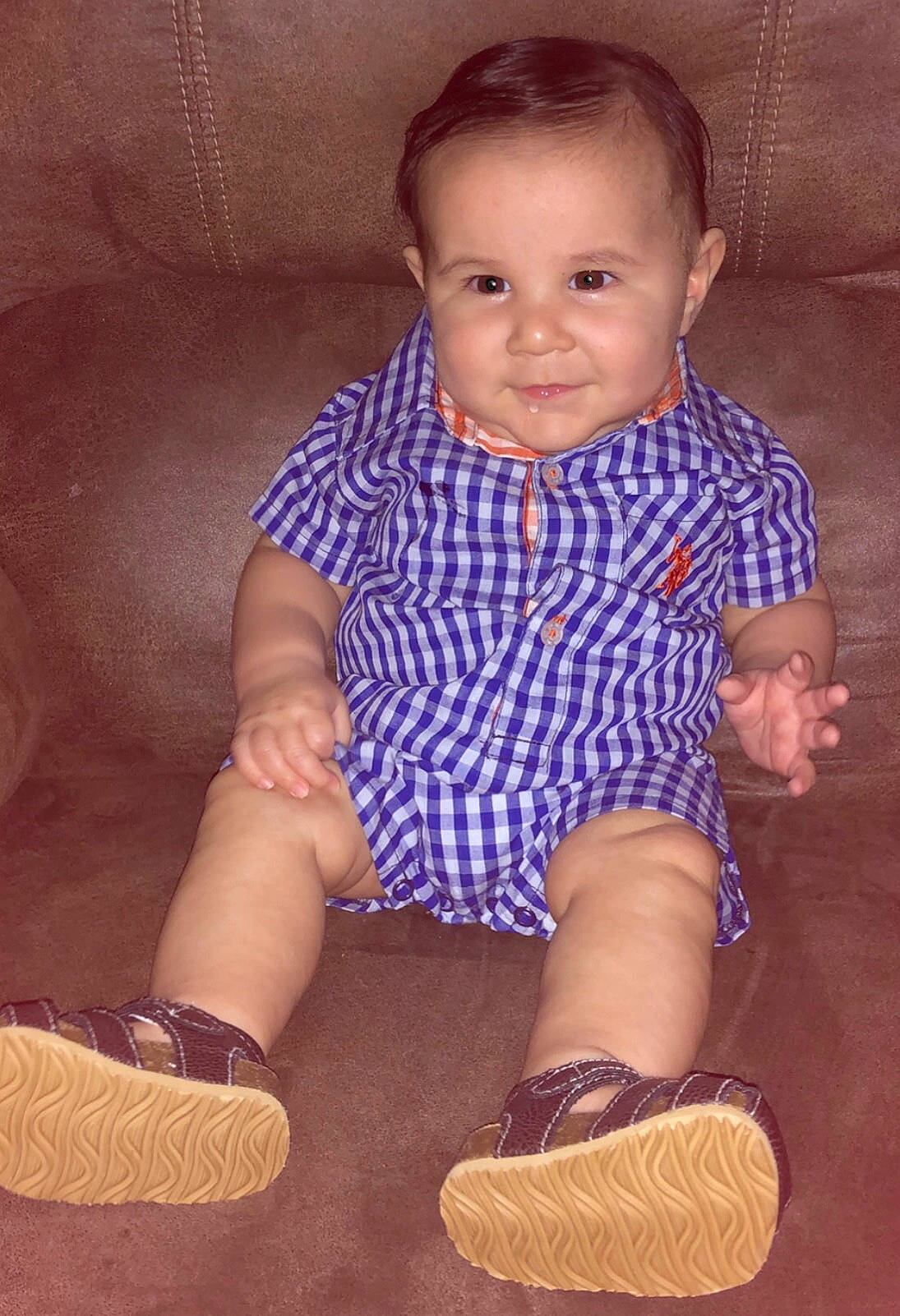 Jovanni joined the competition — help win amazing prizes! baby, baby_toddler_clothing, cheek, child, face, head, leg, nose, pattern, person, play, sitting, skin, toddler