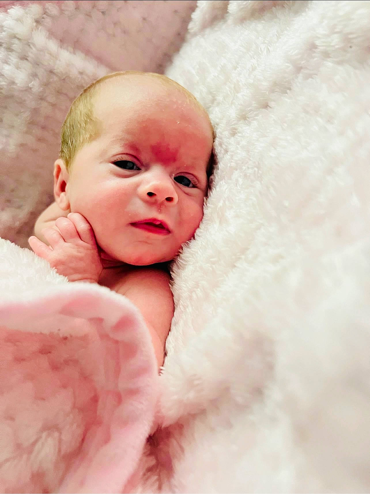 Cecily is registered to the contest to win money with this photo: baby, baby_toddler_clothing, child, close_up, comfort, eye, eyebrow, flash_photography, fun, fur, happy, human_body, iris, linens, nose, peach, person, portrait_photography, sleeve, smile