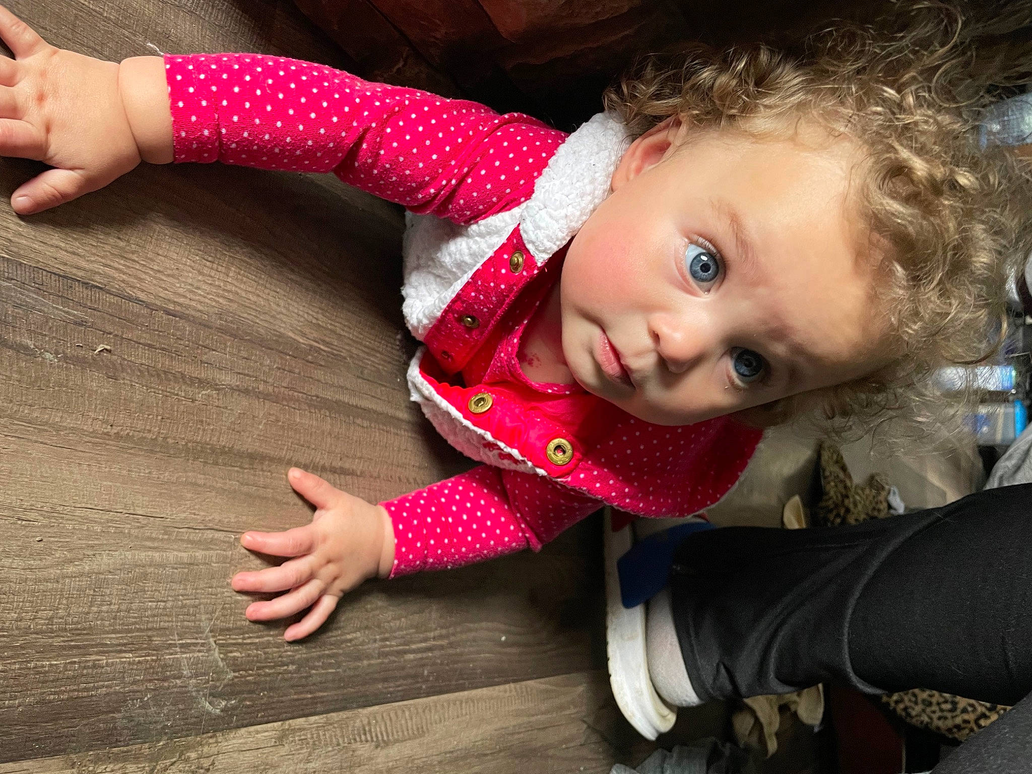 Brinsley joined the competition — help win amazing prizes! baby_toddler_clothing, cheek, cool, facial_expression, finger, flash_photography, floor, flooring, happy, human_body, joint, lip, mouth, nose, person, red, skin, sleeve, smile, textile