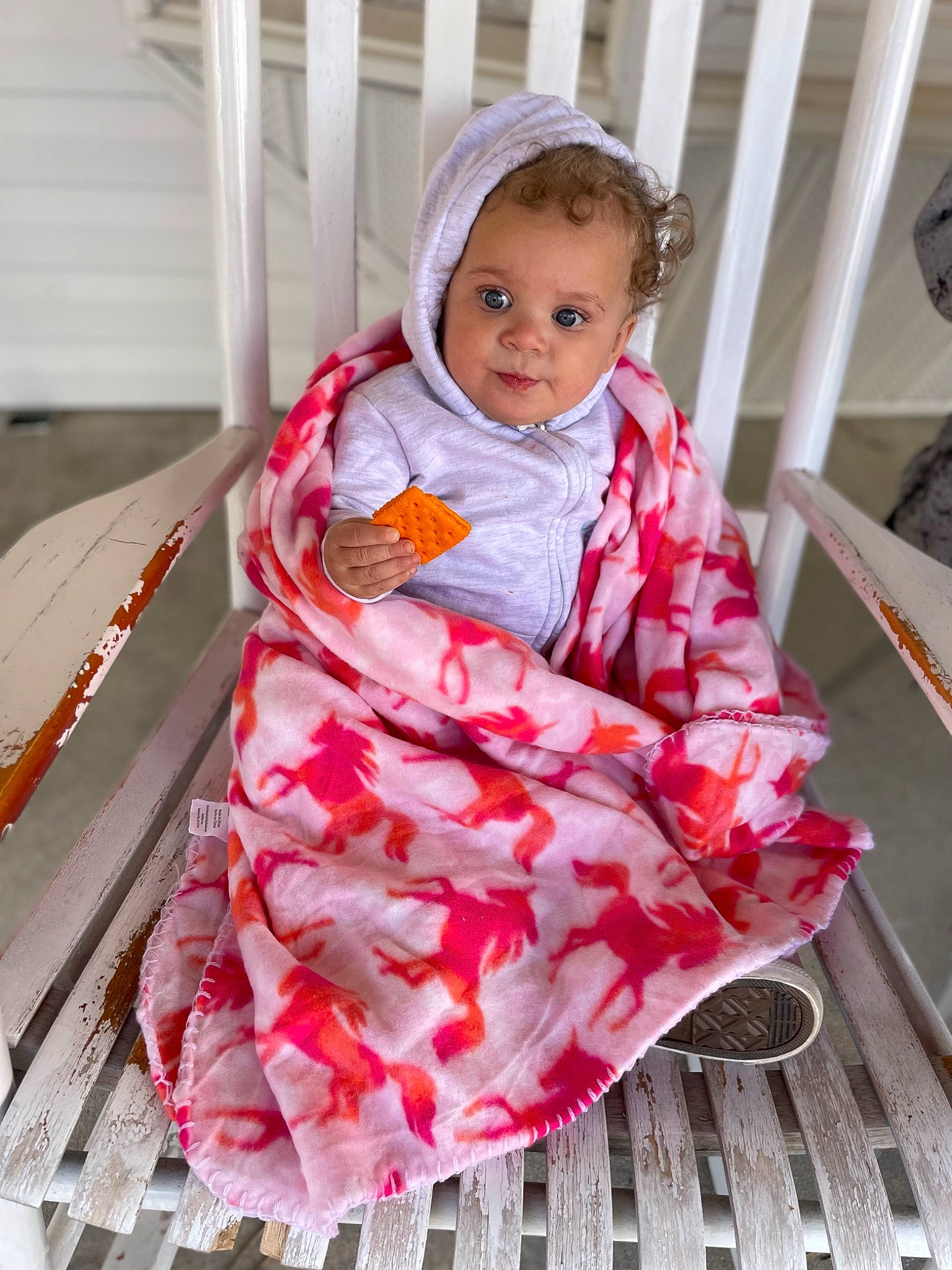 Brinsley joined the competition — help win amazing prizes! baby, baby_products, baby_toddler_clothing, child, day_dress, dress, event, fashion_accessory, fashion_design, happy, linens, magenta, orange, pattern, peach, person, pink, sitting, sleeve, textile