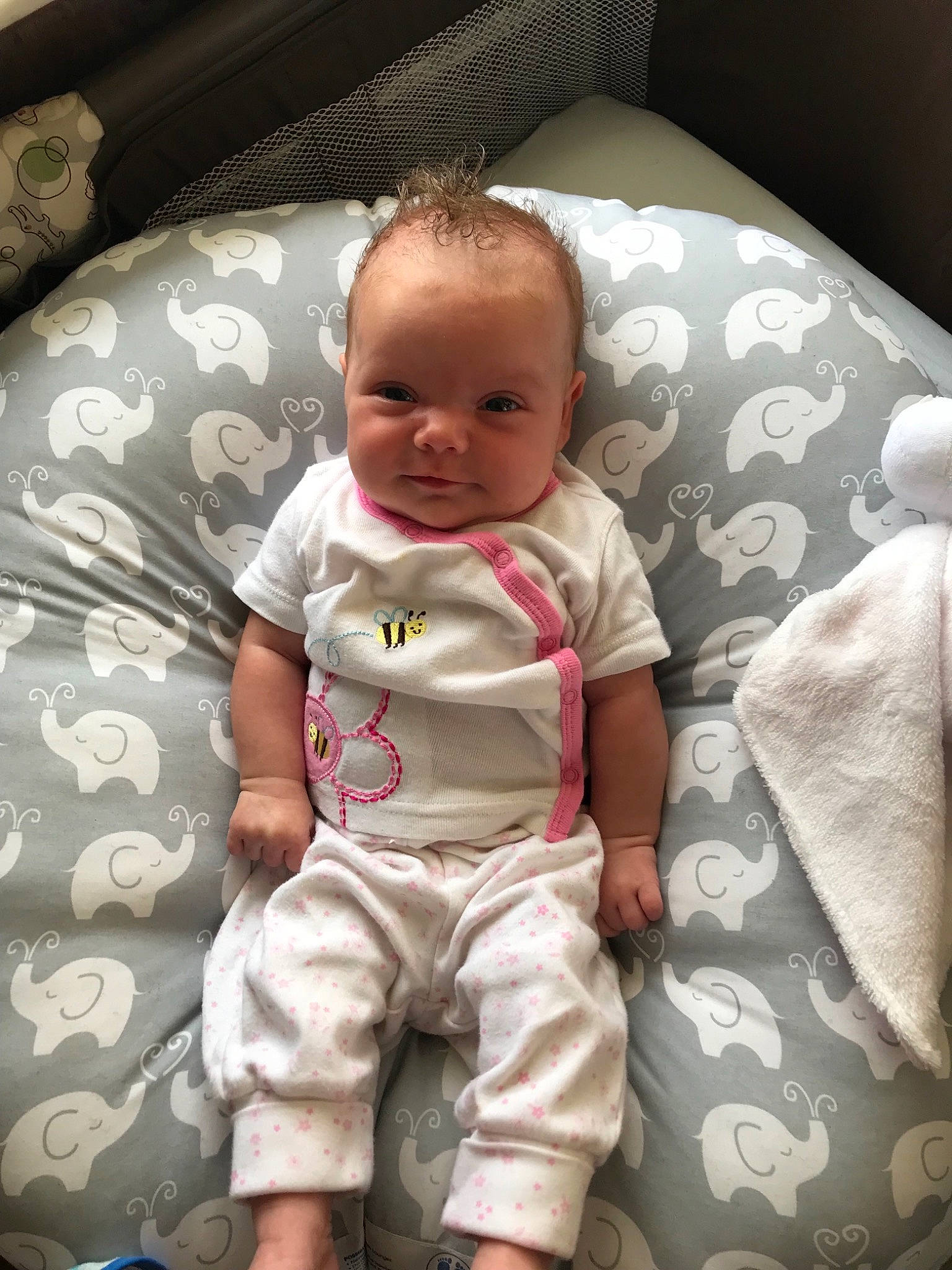 Cheyanne is registered to the contest to win money with this photo: baby, baby_in_car_seat, baby_products, cheek, child, comfort, head, person, product, sitting, skin, smile, toddler