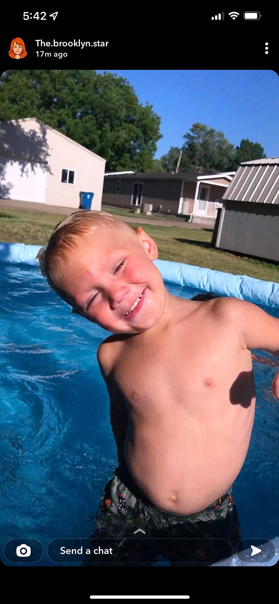 Harrison joined the competition — help win amazing prizes! abdomen, barechested, bathing, chest, fun, grass, happy, joy, leisure, muscle, person, plant, recreation, sky, smile, summer, swimming_pool, toddler, tree, trunk