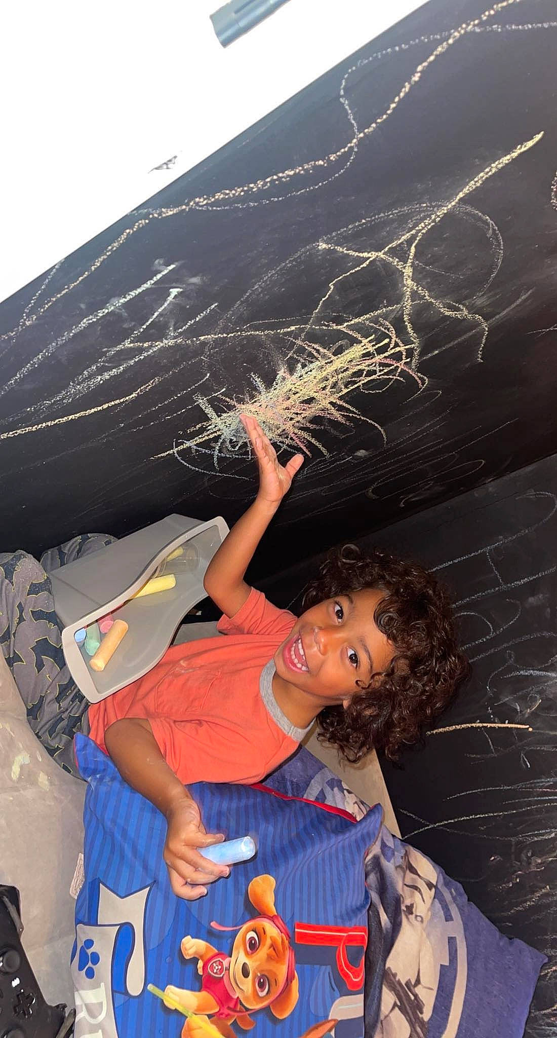 Olyver joined the competition — help win amazing prizes! blackboard, denim, electric_blue, flash_photography, fun, happy, joy, leisure, net, person, room, shorts, sitting, t_shirt