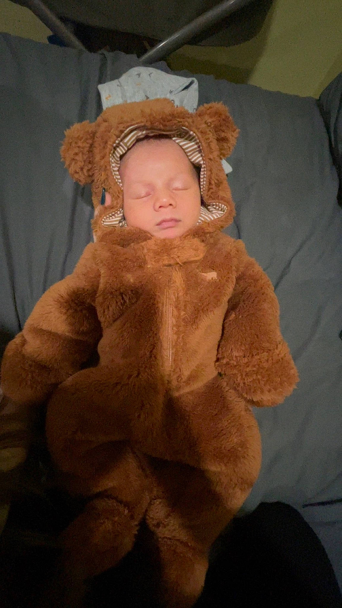 Khalani joined the competition — help win amazing prizes! baby, baby_toddler_clothing, beanie, cap, cheek, comfort, costume, ear, fashion_accessory, fur, fur_clothing, knitting, linens, peach, person, personal_protective_equipment, sitting, sleeve, toddler, wool