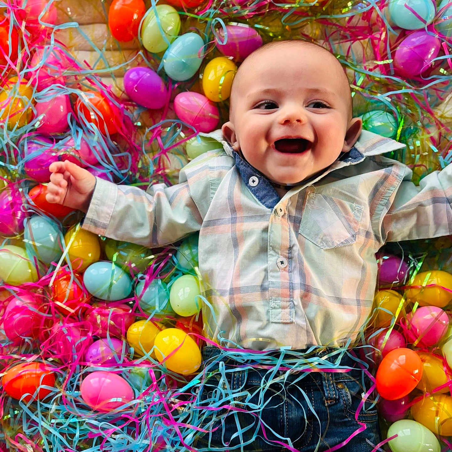 Hudson joined the competition — help win amazing prizes! baby, ball, balloon, clothing, egg, face, food, happy, head, jeans, pants, person, photography, portrait, purple, sphere, sport, sweets, tennis, tennisball