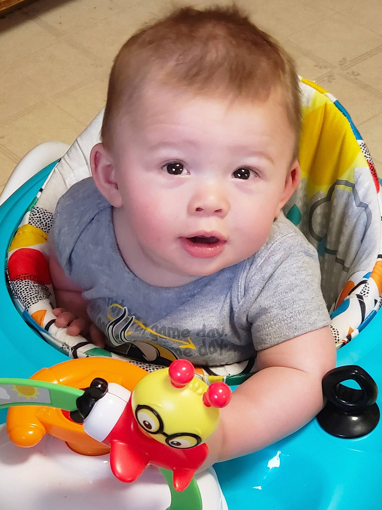 Rhyatt joined the competition — help win amazing prizes! baby, baby_playing_with_toys, baby_products, baby_toys, cheek, child, head, person, play, product, skin, toddler, toy, tummy_time